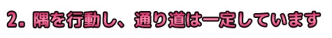 隅を行動し、通り道は一定しています
