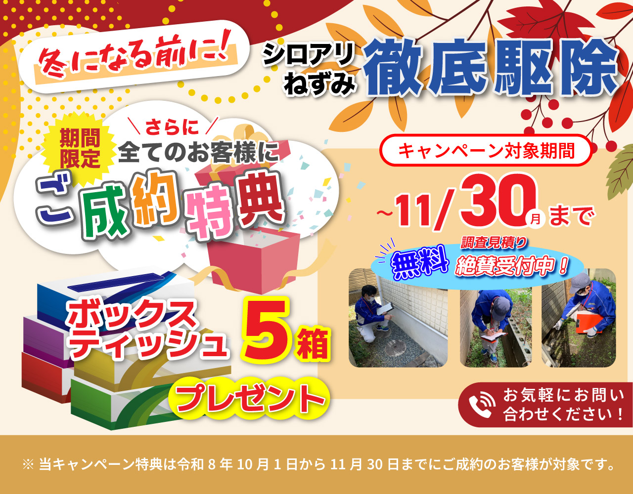 シロアリ駆除ご成約特典詳細